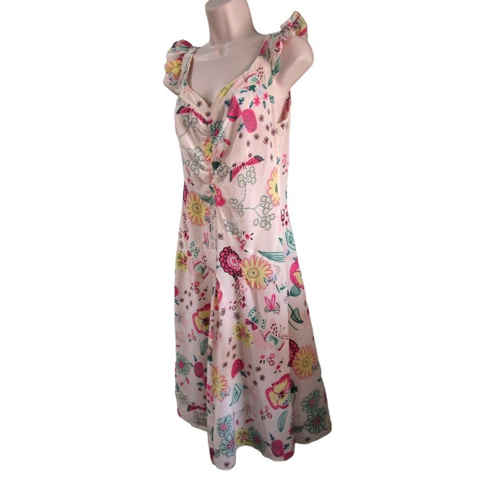 Moschino Cheap And Chic Silk Floral Butterfly Garden Dress US Size 10 Imperfect